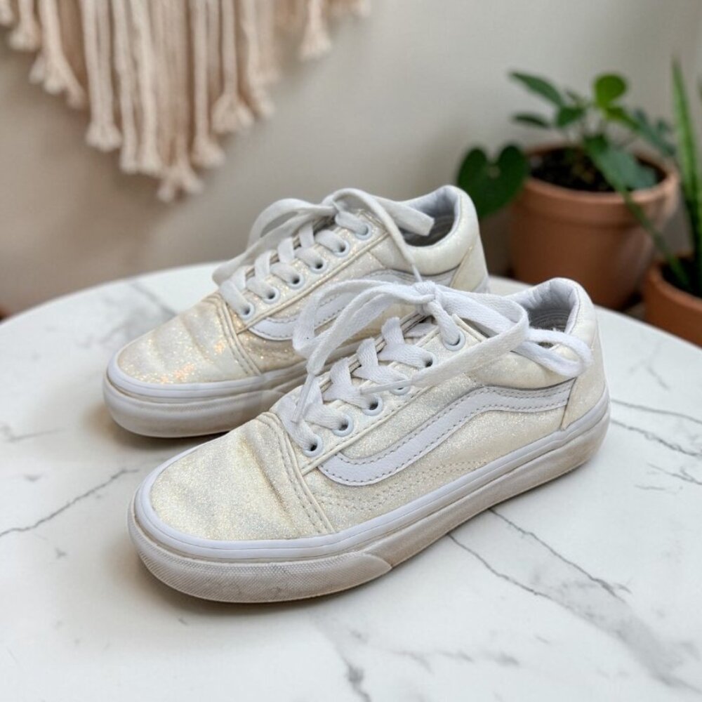 Vans Kids Off White Glitter Sneakers Size 1